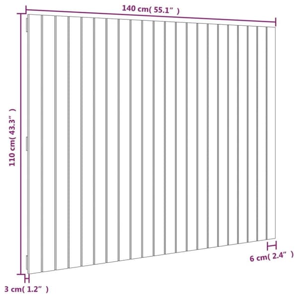 vidaXL Sängynpääty seinälle 140x3x110 cm täysi mänty