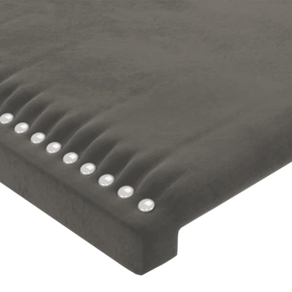 vidaXL sengegavl med LED-lys 100x5x78/88 cm fløjl mørkegrå