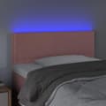 Miniatyrbillede 3 af 8: vidaXL sengegavl med LED-lys 100x5x78/88 cm fløjl lyserød