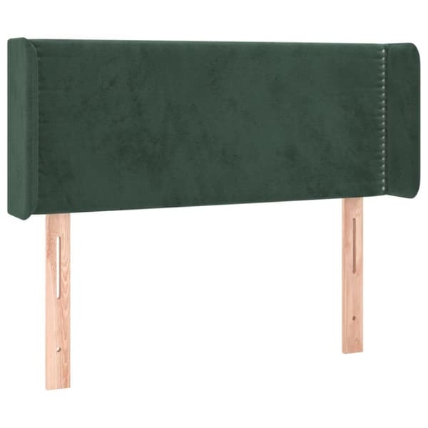 vidaXL sengegavl med LED-lys 103x16x78/88 cm fløjl mørkegrøn
