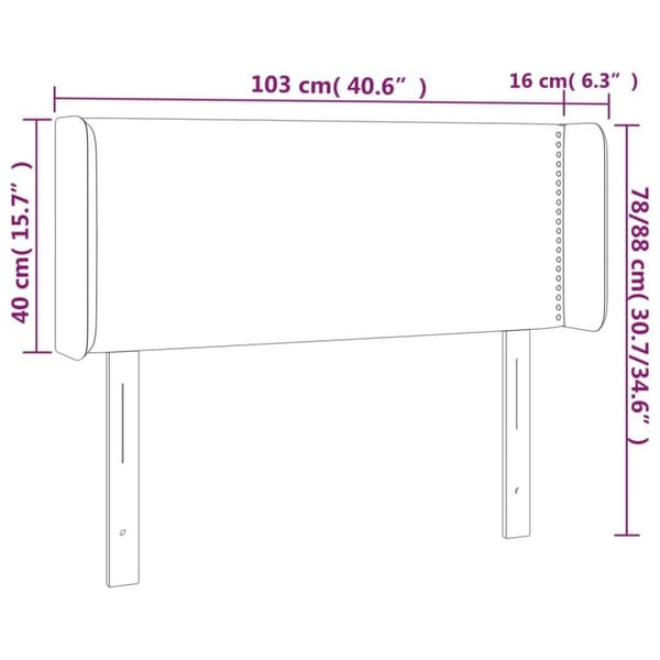 vidaXL sengegavl med LED-lys 103x16x78/88 cm fløjl mørkegrøn