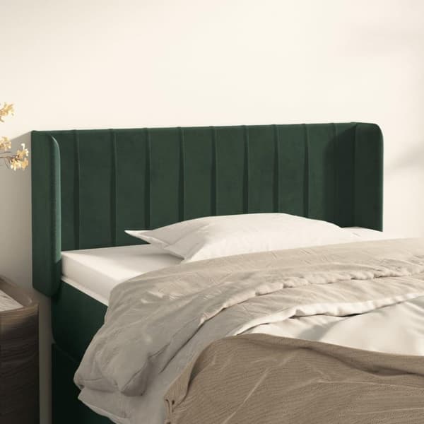 vidaXL sengegavl med kanter 83x16x78/88 cm fløjl mørkegrøn