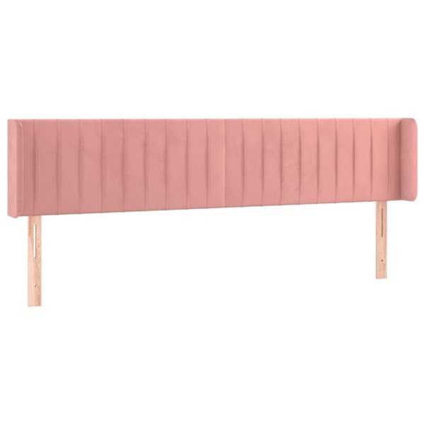 vidaXL sengegavl med kanter 203x16x78/88 cm fløjl lyserød