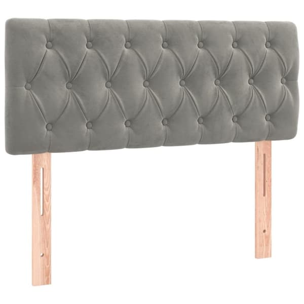 vidaXL sengegavl 100x7x78/88 cm fløjl lysegrå