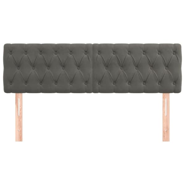 vidaXL sengegavle 2 stk. 72x7x78/88 cm fløjl mørkegrå