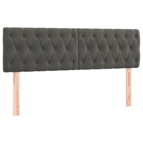 vidaXL sengegavle 2 stk. 72x7x78/88 cm fløjl mørkegrå