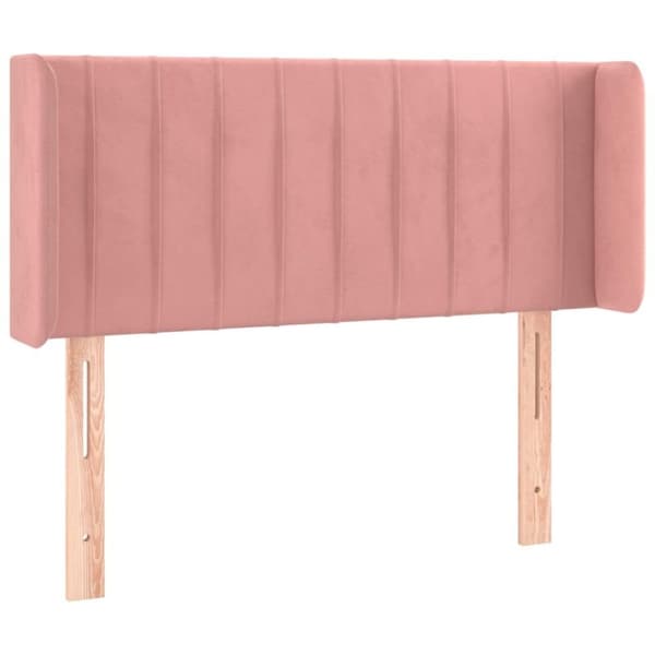 vidaXL sengegavl med kanter 83x16x78/88 cm fløjl lyserød