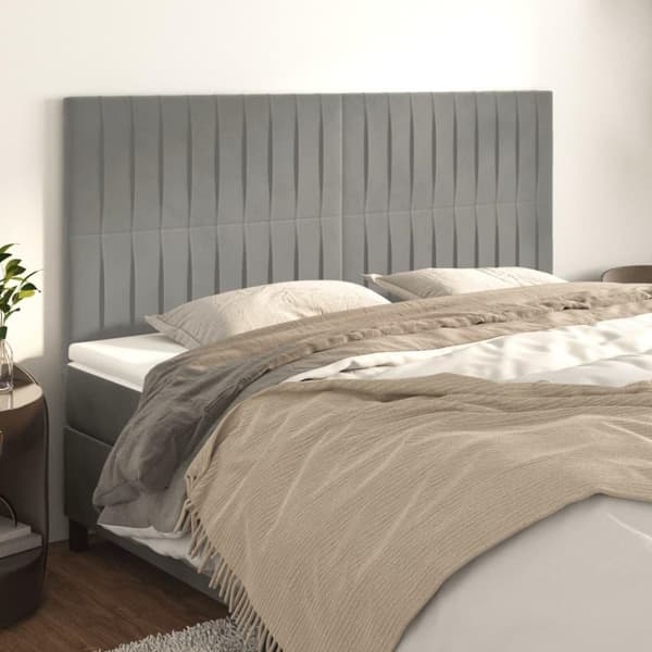 vidaXL sengegavle 4 stk. 100x5x78/88 cm fløjl lysegrå