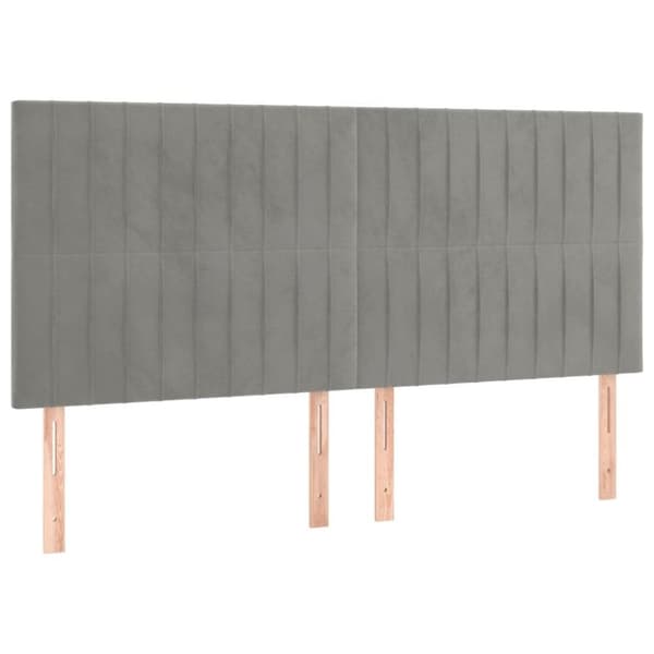 vidaXL sengegavle 4 stk. 100x5x78/88 cm fløjl lysegrå
