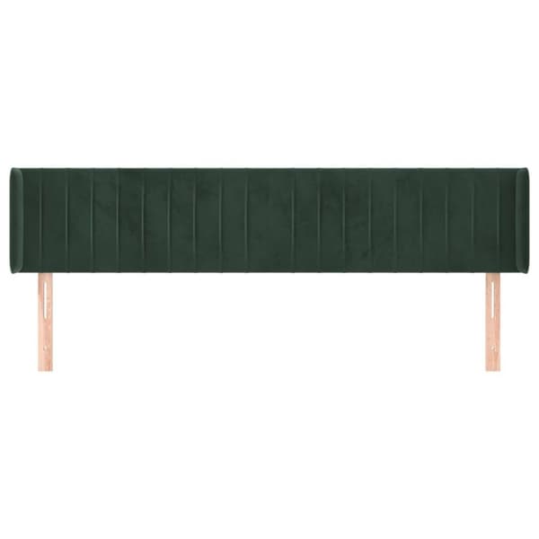 vidaXL sengegavl med kanter 203x16x78/88 cm fløjl mørkegrøn