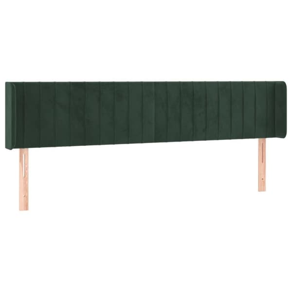 vidaXL sengegavl med kanter 203x16x78/88 cm fløjl mørkegrøn