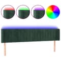 Miniatyrbillede 2 af 8: vidaXL sengegavl med LED-lys 203x16x78/88 cm fløjl mørkegrøn