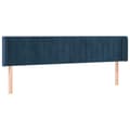 Miniatyrbillede 2 af 11: vidaXL sengegavl med kanter 203x16x78/88 cm fløjl mørkeblå
