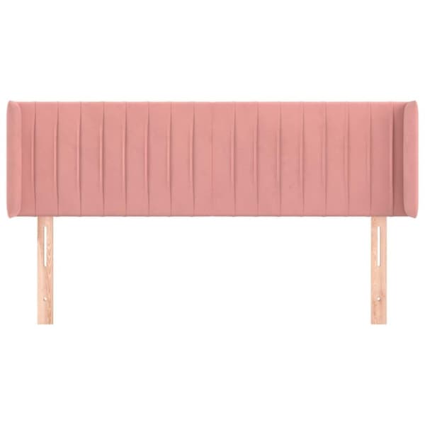 vidaXL sengegavl med kanter 147x16x78/88 cm fløjl lyserød