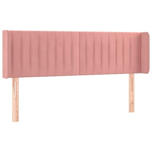 vidaXL sengegavl med kanter 147x16x78/88 cm fløjl lyserød