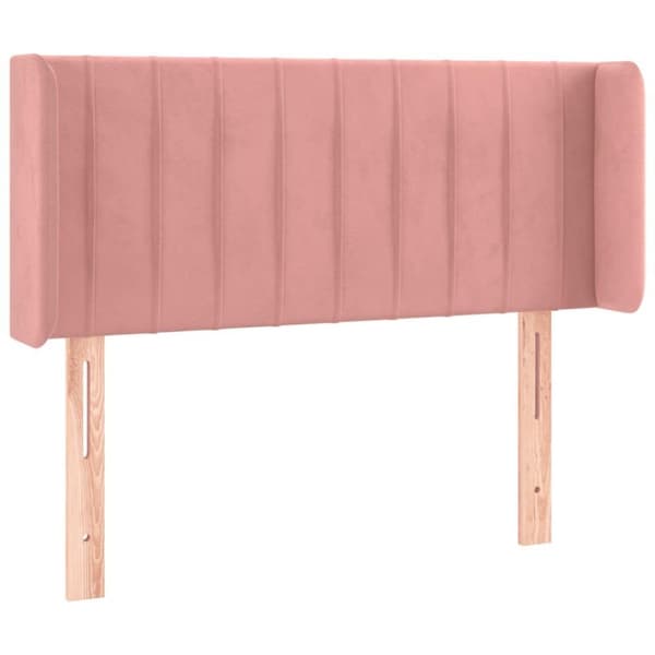 vidaXL sengegavl med LED-lys 83x16x78/88 cm fløjl lyserød