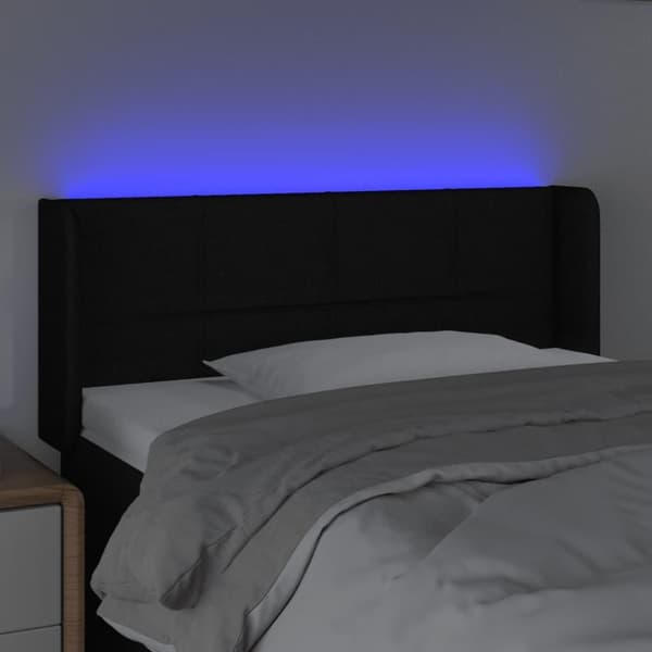 vidaXL sengegavl med LED-lys 83x16x78/88 cm stof sort