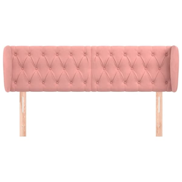vidaXL sengegavl med kanter 147x23x78/88 cm fløjl lyserød