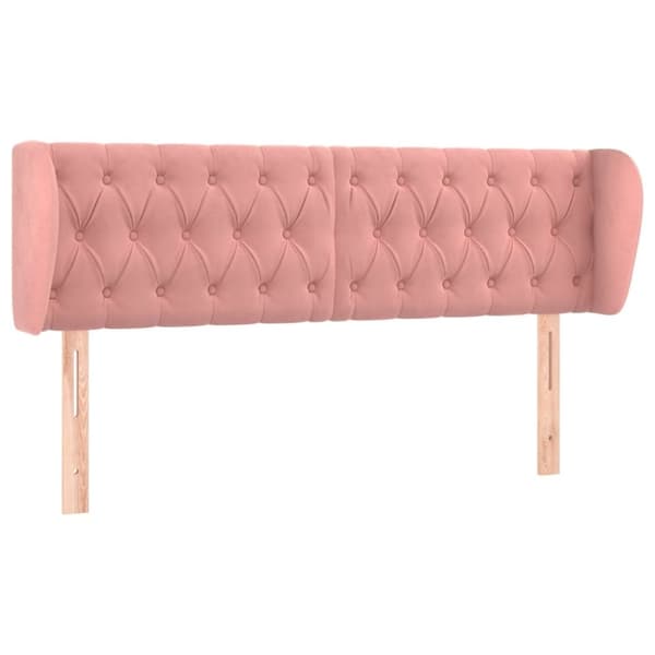 vidaXL sengegavl med kanter 147x23x78/88 cm fløjl lyserød