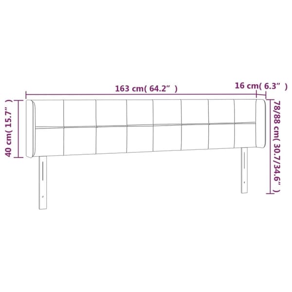 vidaXL sengegavl med LED-lys 163x16x78/88 cm stof mørkebrun