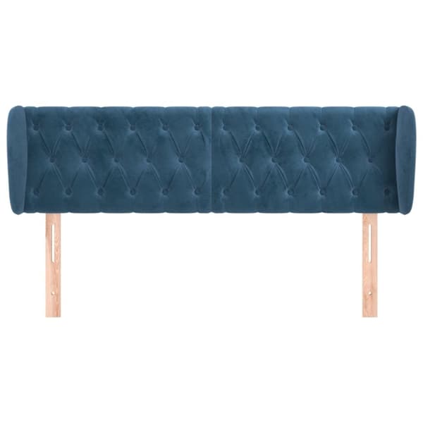 vidaXL sengegavl med kanter 147x23x78/88 cm fløjl mørkeblå