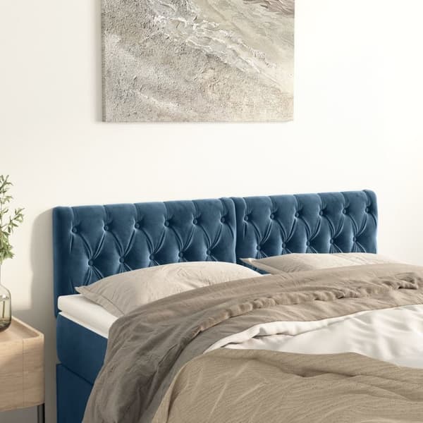 vidaXL sengegavle 2 stk. 72x7x78/88 cm fløjl mørkeblå