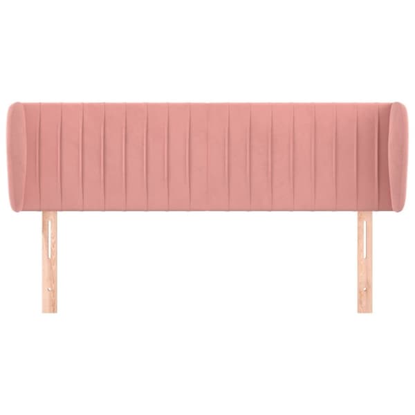 vidaXL sengegavl med kanter 147x23x78/88 cm fløjl lyserød