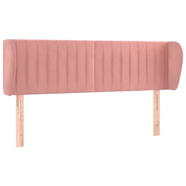 vidaXL sengegavl med kanter 147x23x78/88 cm fløjl lyserød