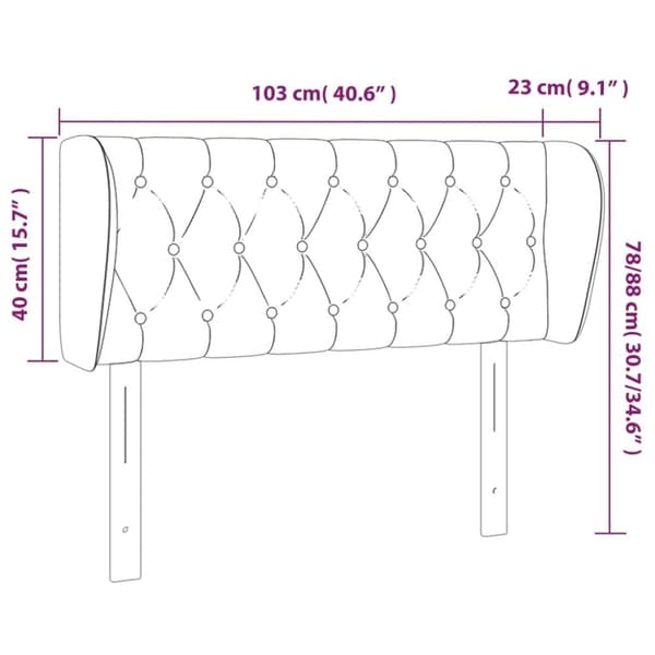 vidaXL sengegavl med kanter 103x23x78/88 cm fløjl mørkeblå