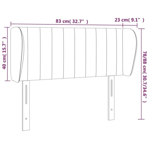 vidaXL sengegavl med kanter 83x23x78/88 cm fløjl mørkeblå
