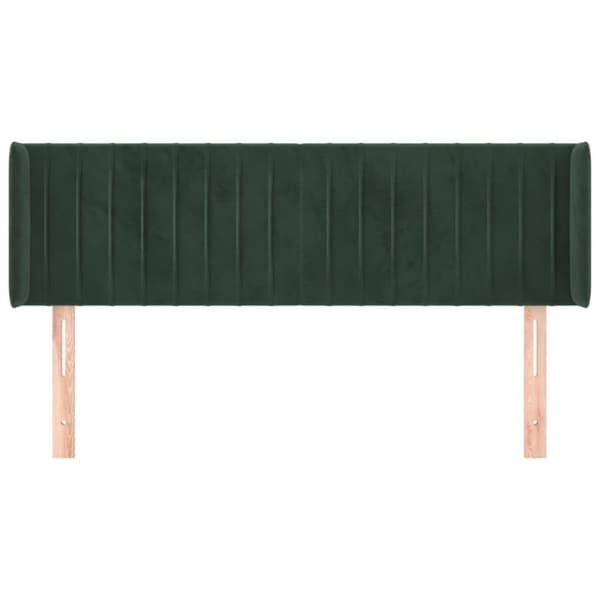 vidaXL sengegavl med kanter 147x16x78/88 cm fløjl mørkegrøn
