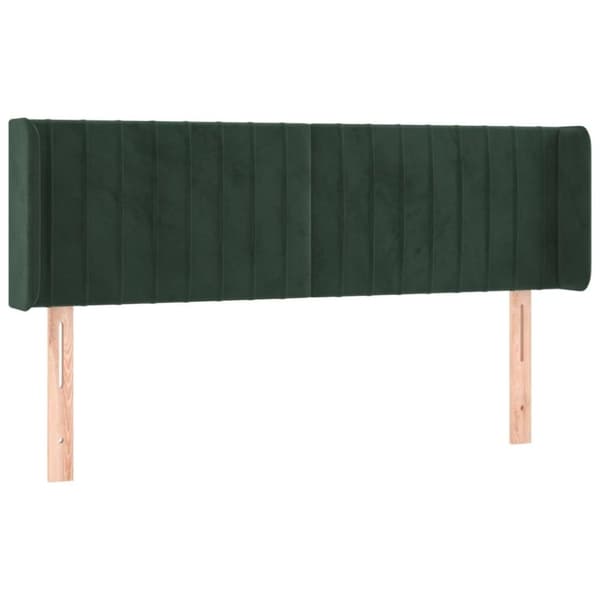 vidaXL sengegavl med kanter 147x16x78/88 cm fløjl mørkegrøn