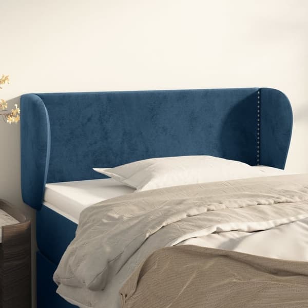 vidaXL sengegavl med kanter 103x23x78/88 cm fløjl mørkeblå