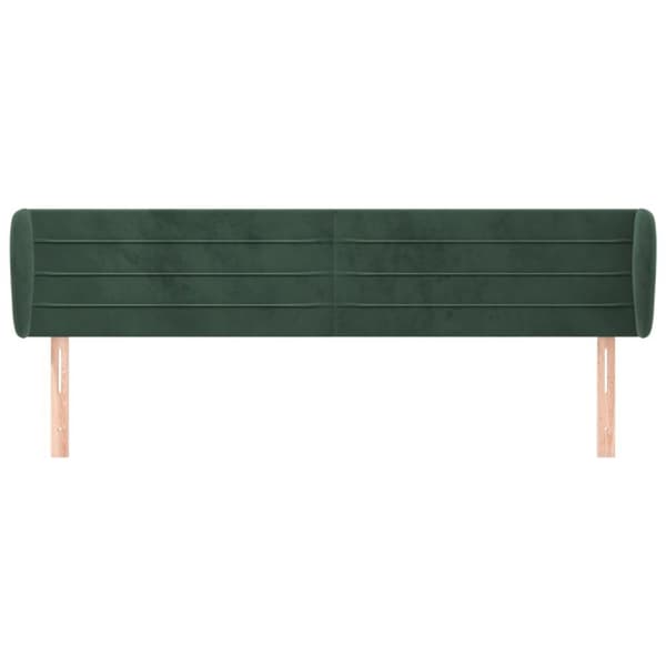 vidaXL sengegavl med kanter 183x23x78/88 cm fløjl mørkegrøn