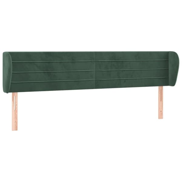 vidaXL sengegavl med kanter 183x23x78/88 cm fløjl mørkegrøn