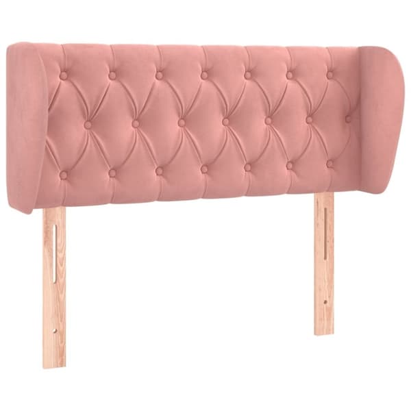 vidaXL sengegavl med kanter 103x23x78/88 cm fløjl lyserød