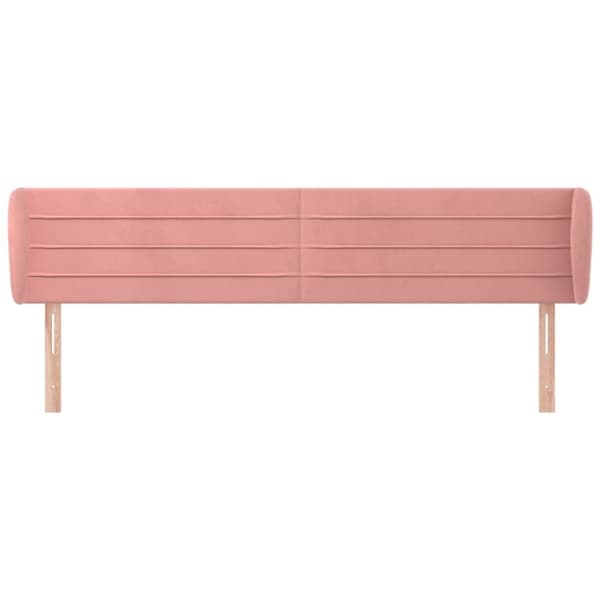 vidaXL sengegavl med kanter 183x23x78/88 cm fløjl lyserød