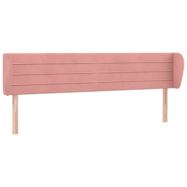 vidaXL sengegavl med kanter 183x23x78/88 cm fløjl lyserød