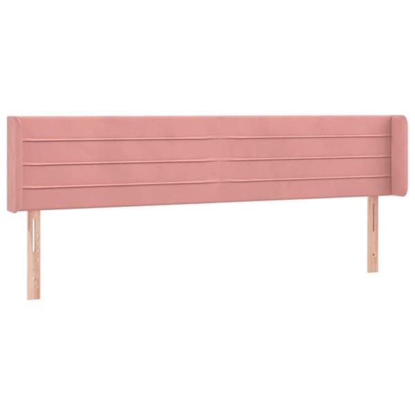 vidaXL sengegavl med LED-lys 183x16x78/88 cm fløjl lyserød