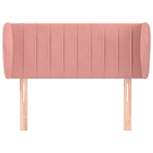 vidaXL sengegavl med kanter 83x23x78/88 cm fløjl lyserød