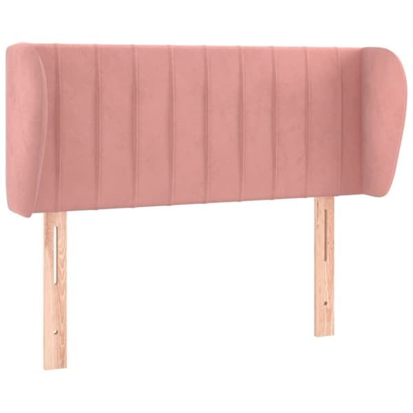 vidaXL sengegavl med kanter 83x23x78/88 cm fløjl lyserød