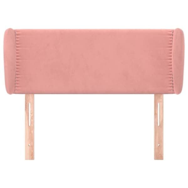 vidaXL sengegavl med kanter 103x23x78/88 cm fløjl lyserød