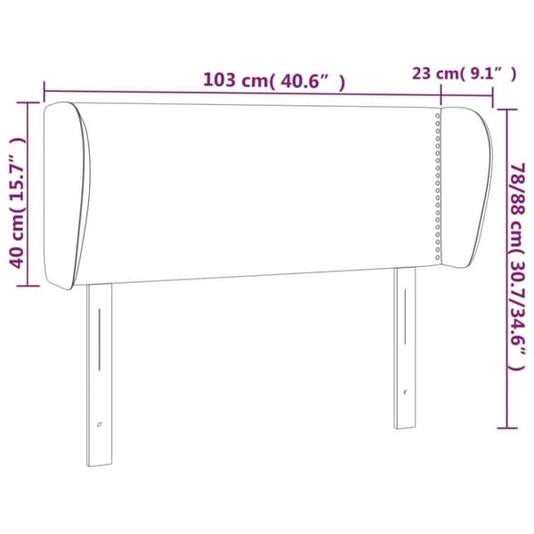 vidaXL sengegavl med kanter 103x23x78/88 cm fløjl lyserød