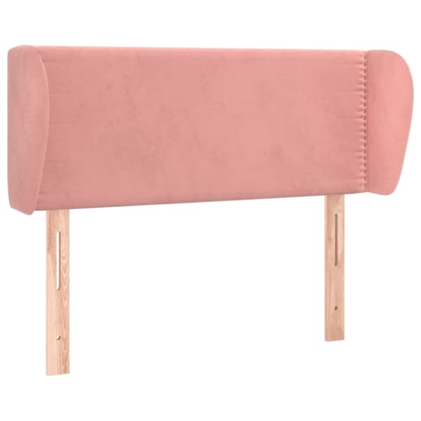 vidaXL sengegavl med kanter 103x23x78/88 cm fløjl lyserød