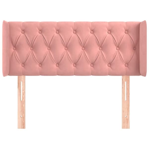 vidaXL sengegavl med kanter 103x16x78/88 cm fløjl lyserød