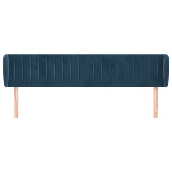 vidaXL sengegavl med kanter 203x23x78/88 cm fløjl mørkeblå