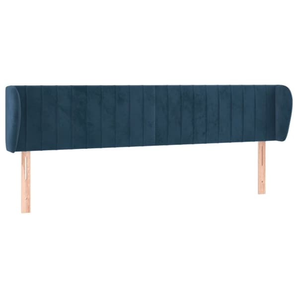 vidaXL sengegavl med kanter 203x23x78/88 cm fløjl mørkeblå
