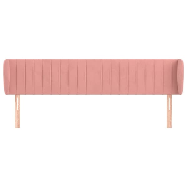 vidaXL sengegavl med kanter 203x23x78/88 cm fløjl lyserød
