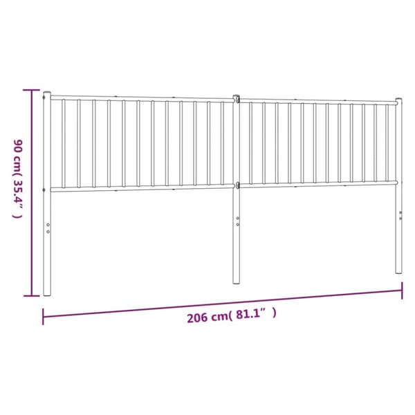 vidaXL Huvudgavel metall svart 200 cm
