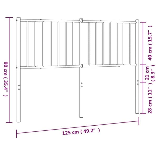 vidaXL Huvudgavel metall svart 120 cm